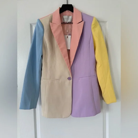 NWT - Endless Rose - Pastel Colorblock Longline Blazer - Size Small - Picture 5 of 12